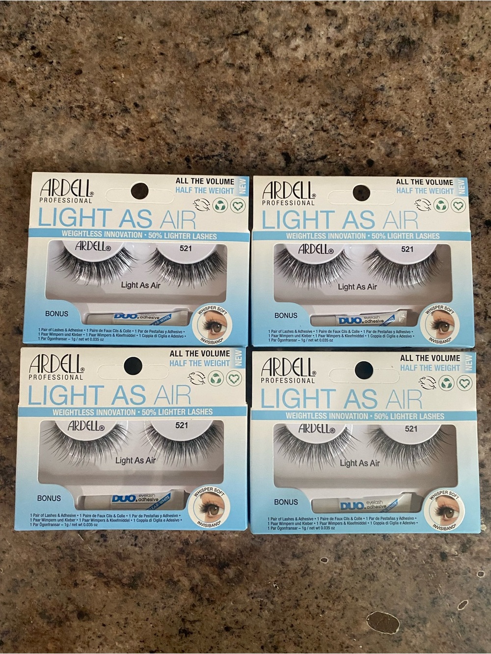 Ardell Light As air weightless black lashes style 521 lot of 4